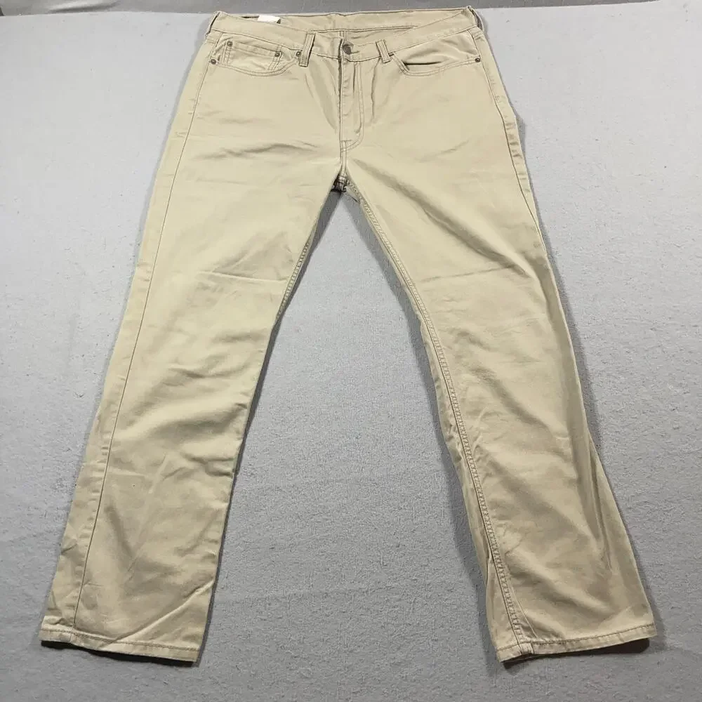 Levi’s 514 Straight Fit Pants Men 38x30 Khaki Stretch Twill‎ Jeans Tag 38x32