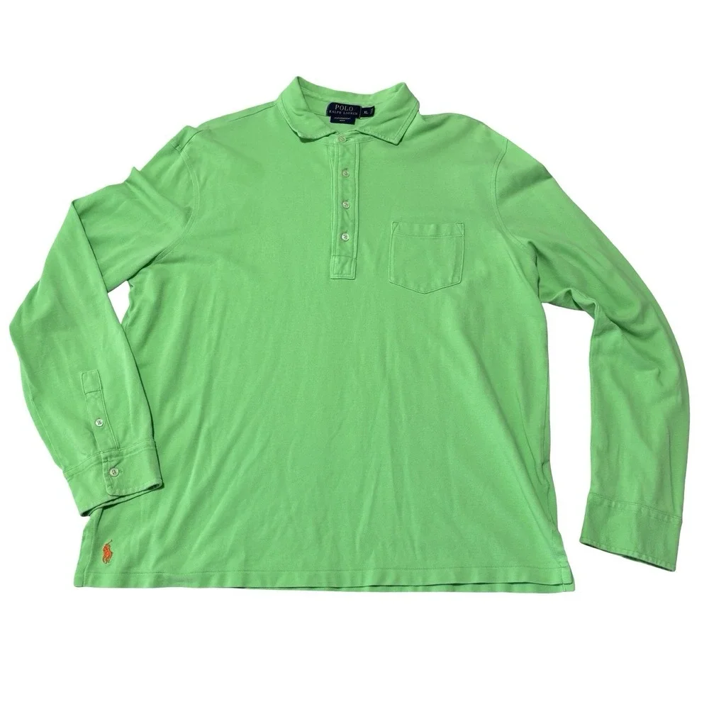Polo Ralph Lauren‎ Men's Featherweight Mesh Long Sleeve Polo Shirt Sz XL 24 x 28