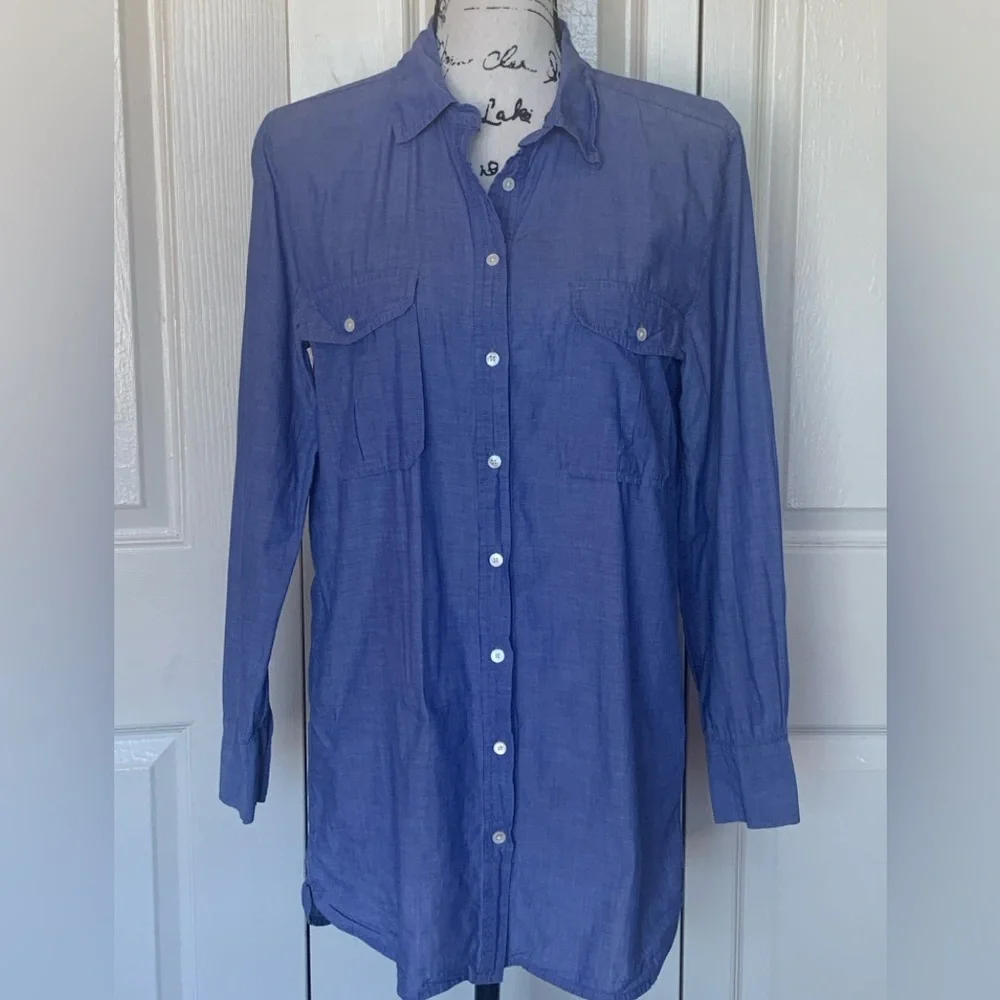 J. Crew Blue Chambray Long Sleeve Button Down Shirt