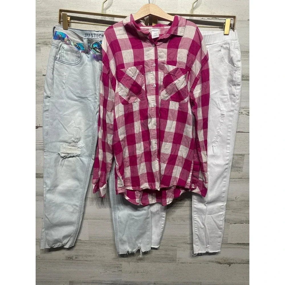 Justice Arizona Kidpik Bundle Girls 16 Pink‎ White Distressed Mom Core