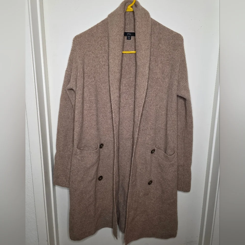 J‎ Crew Women's Double Breasted Merino Wool / Alpaca Blend Beige Cardigan Sz XXS
