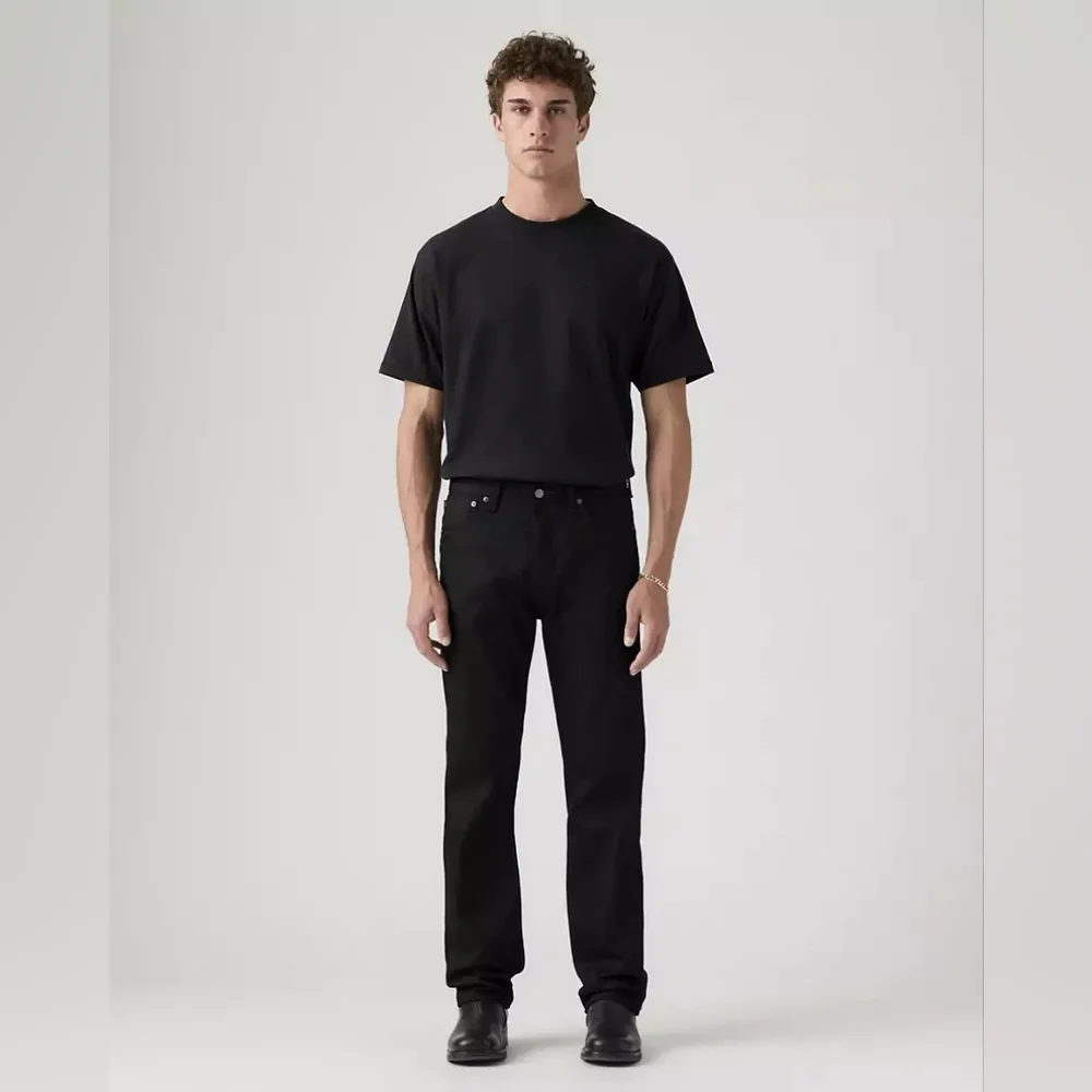 Levi's 501 Button Fly Men's Black Jeans 42x30 Straight Leg‎ Streetwear
