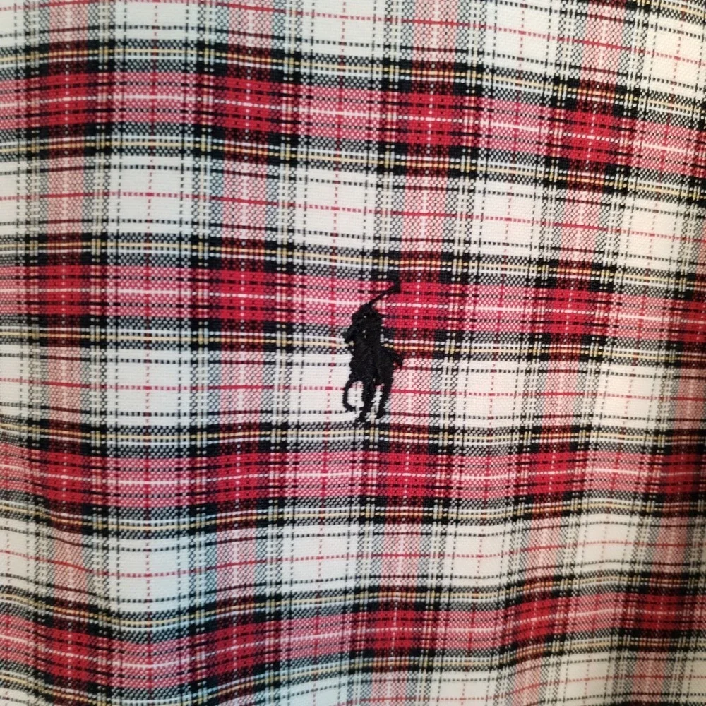 Polo Ralph‎ Lauren Shirt Mens XXL Classic Fit Plaid Red White Black Pony L/S