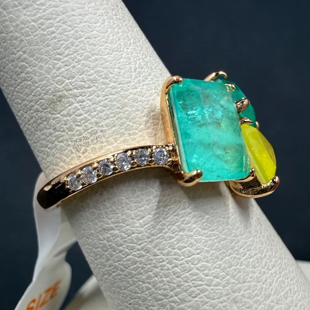 Bomb Party Peaceful Moments Size‎ 6 Ring Lab Stones with Genuin Quartz RBP6140