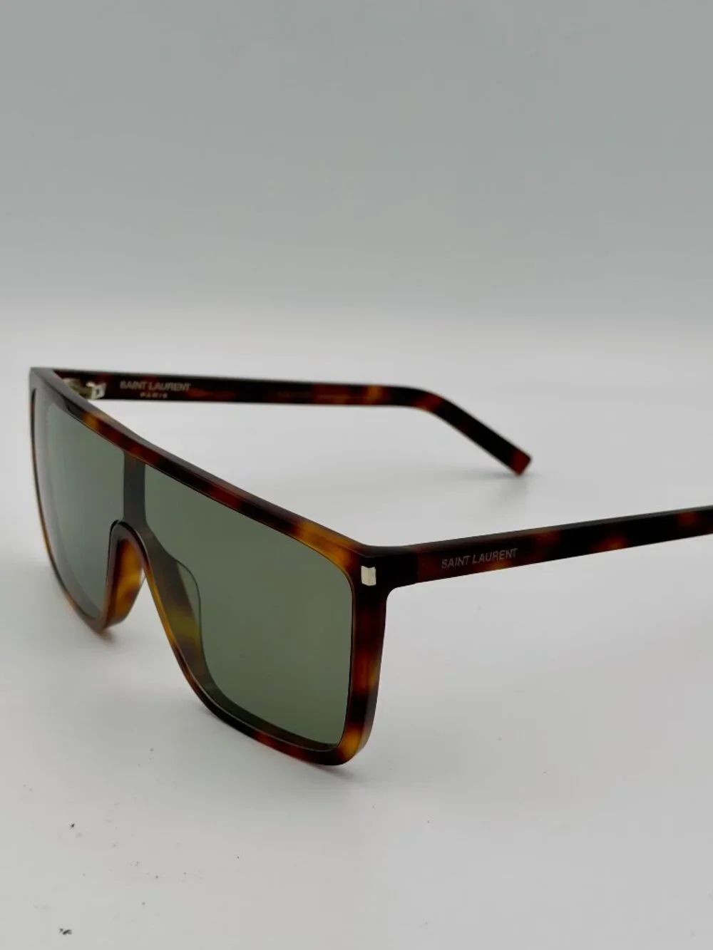 Saint Laurent SL 364 MASK 002 Havana Green Sunglasses Unisex YSL w/ Case