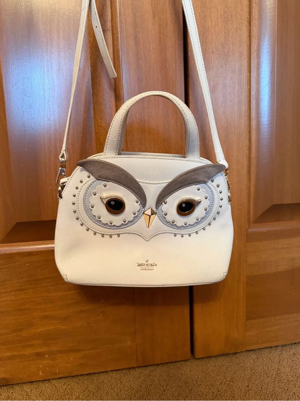 Kate spade bright white owl 2017 limited edition leather crossbody bag