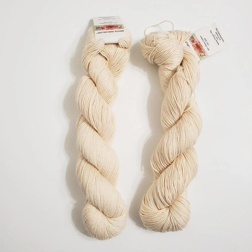 Bristol Yarn Gallery Lyndon Hill Lot of 2 Pima Cotton Silk 100 Cream 50g 218yds