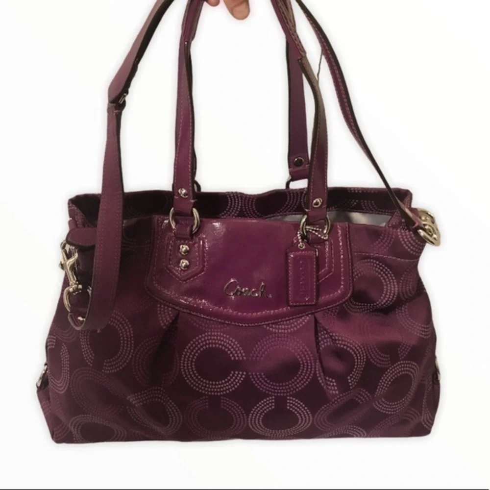 Coach Ashley y2k signature purple dotted Op Art bag  F20049