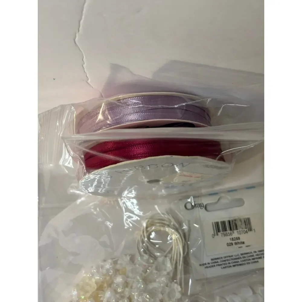Crafting Lot Flower Fairy Garden Ribbon Roses Floral Flower Pots Craft Pink