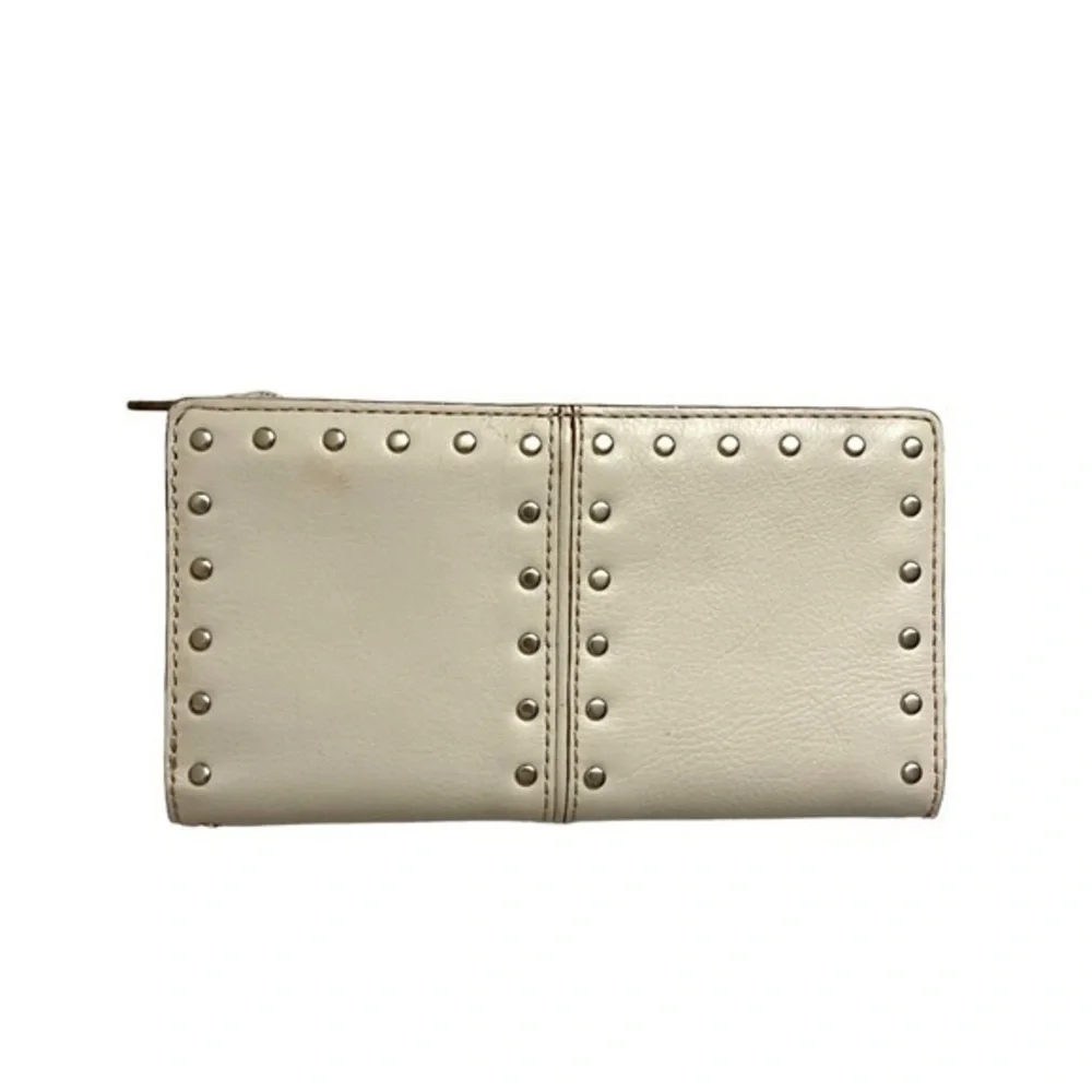 Michael Kors creamy white leather micro studded wallet clutch