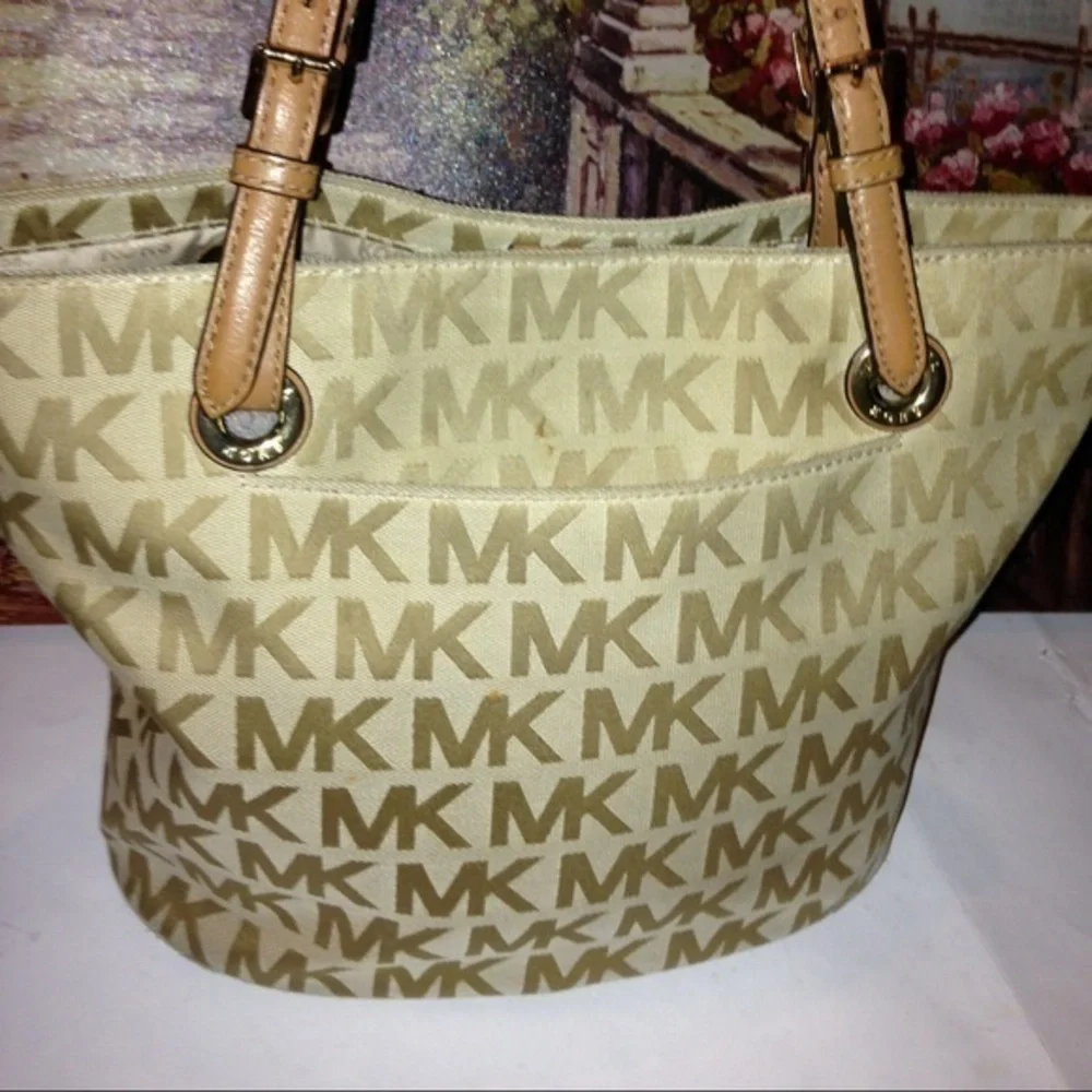 Gold Michael Kors monogram tote