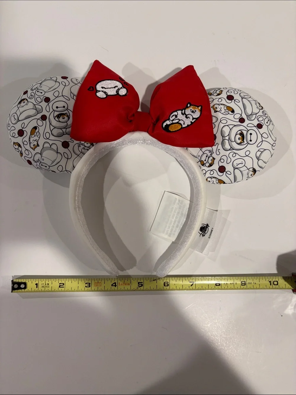 Disney Micky Ears BIG HERO Baymax ,worn once, white headband with red bow