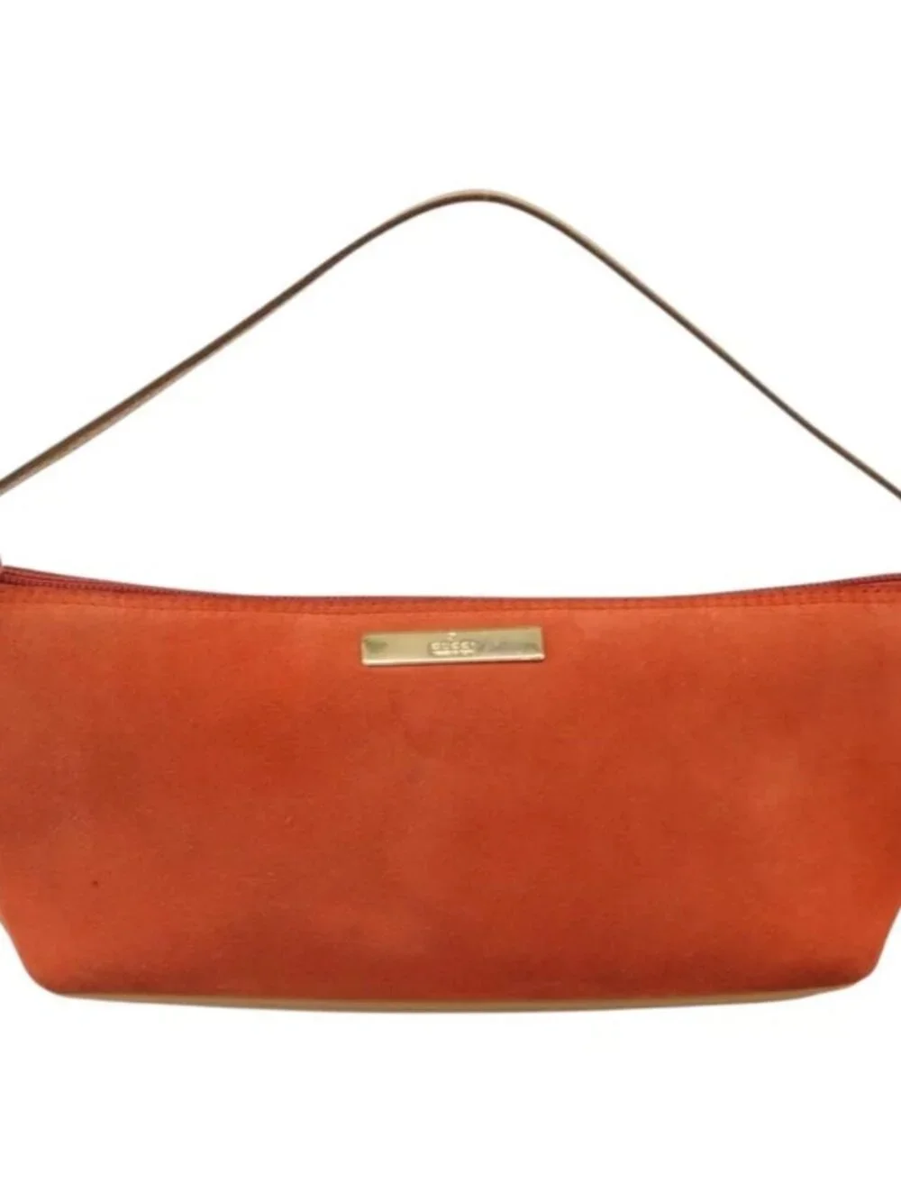 GUCCI Hand Bag Suede Orange Gold 039 1103 Auth BA13451