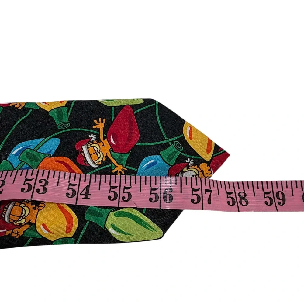 PAWS ADDICTION Garfield Christmas Lights Neck Tie 100% Polyester Holiday‎ Black