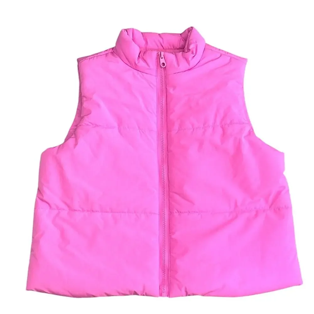 GB GIRLS Pink Cropped Puffer Vest XL NWOT