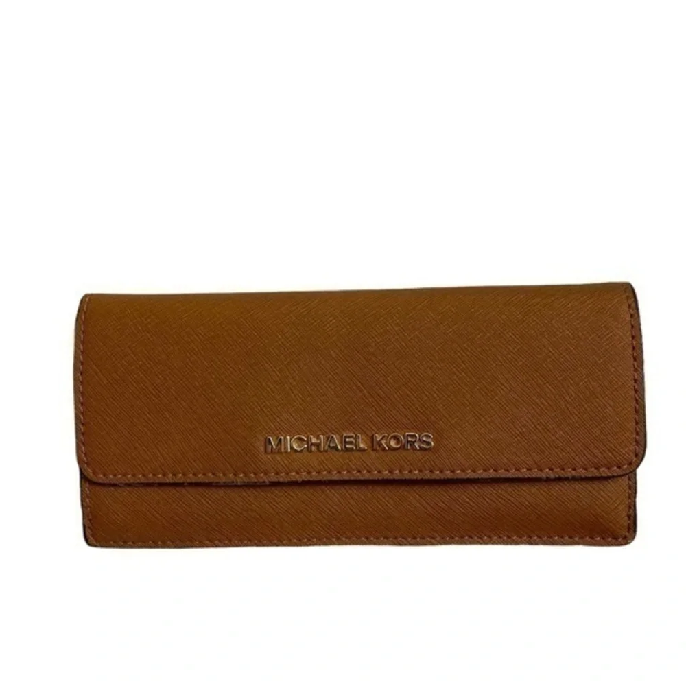 Michael Kors brown saffiano leather slim wallet