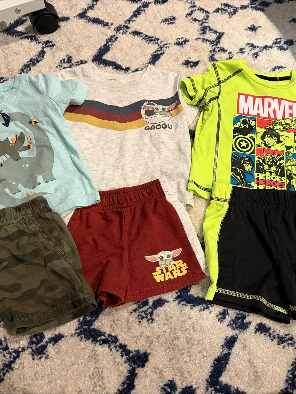 3 matching 12M Marvel and Star Wars and Dinosaur Clothing Lot