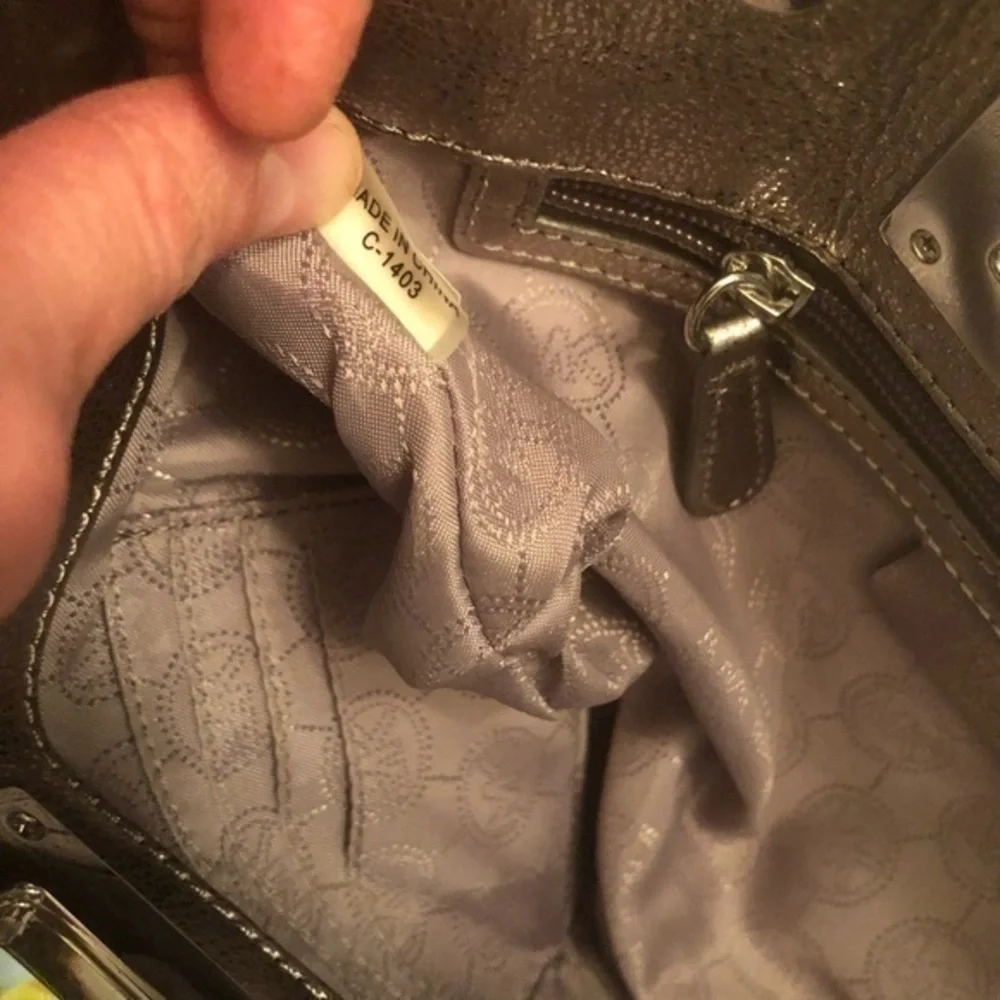 Michael kors silver leather convertible clutch bag