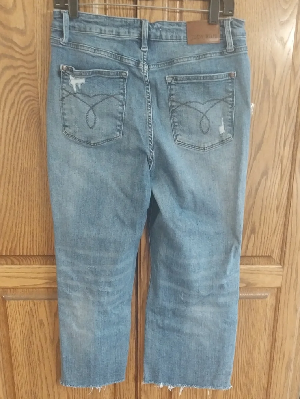 Judy Blue Distressed Crop Wide Leg Frayed Hem Jeans Size 13/31 Blue JB88475