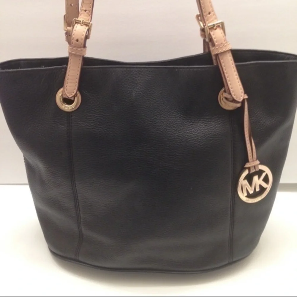 Signature black leather Michael Kors tote