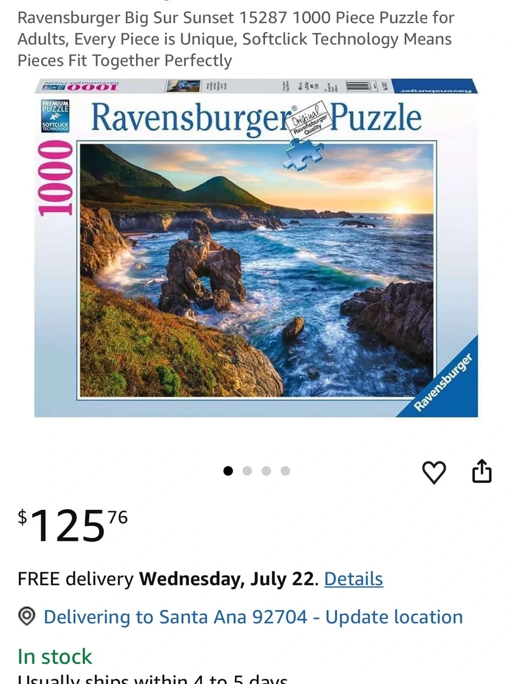 Ravensburger Coastal Sunset Puzzle - Blue, Green, Brown