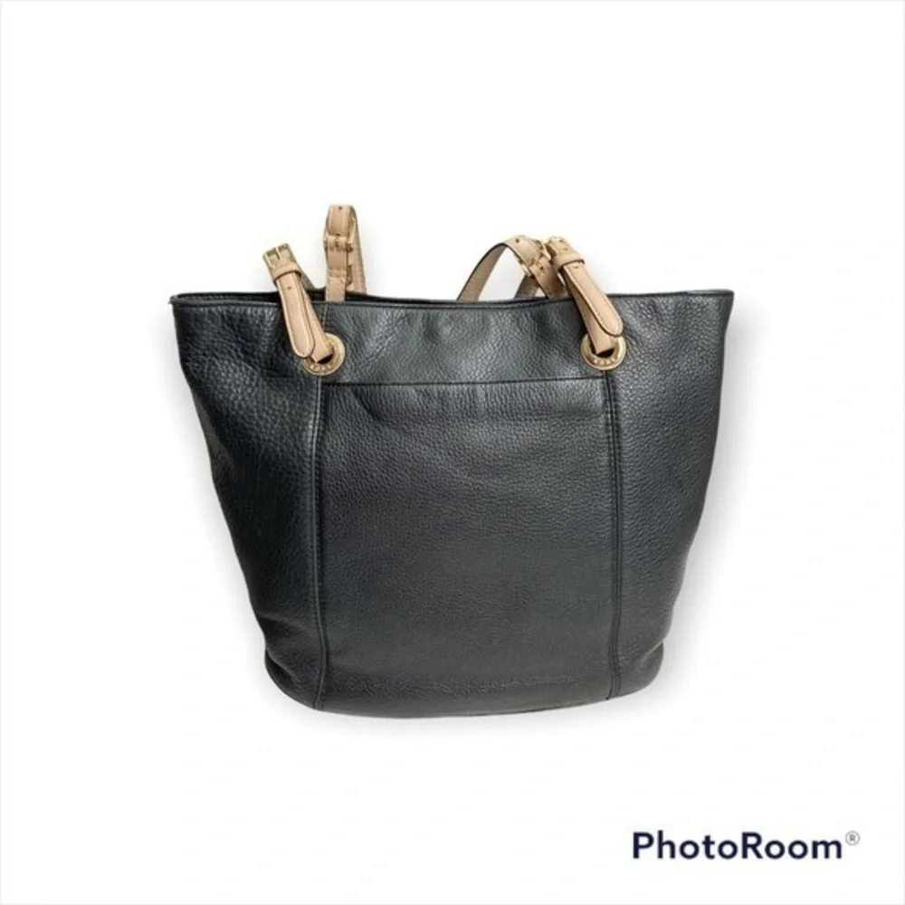 Michael kors black leather tote bag