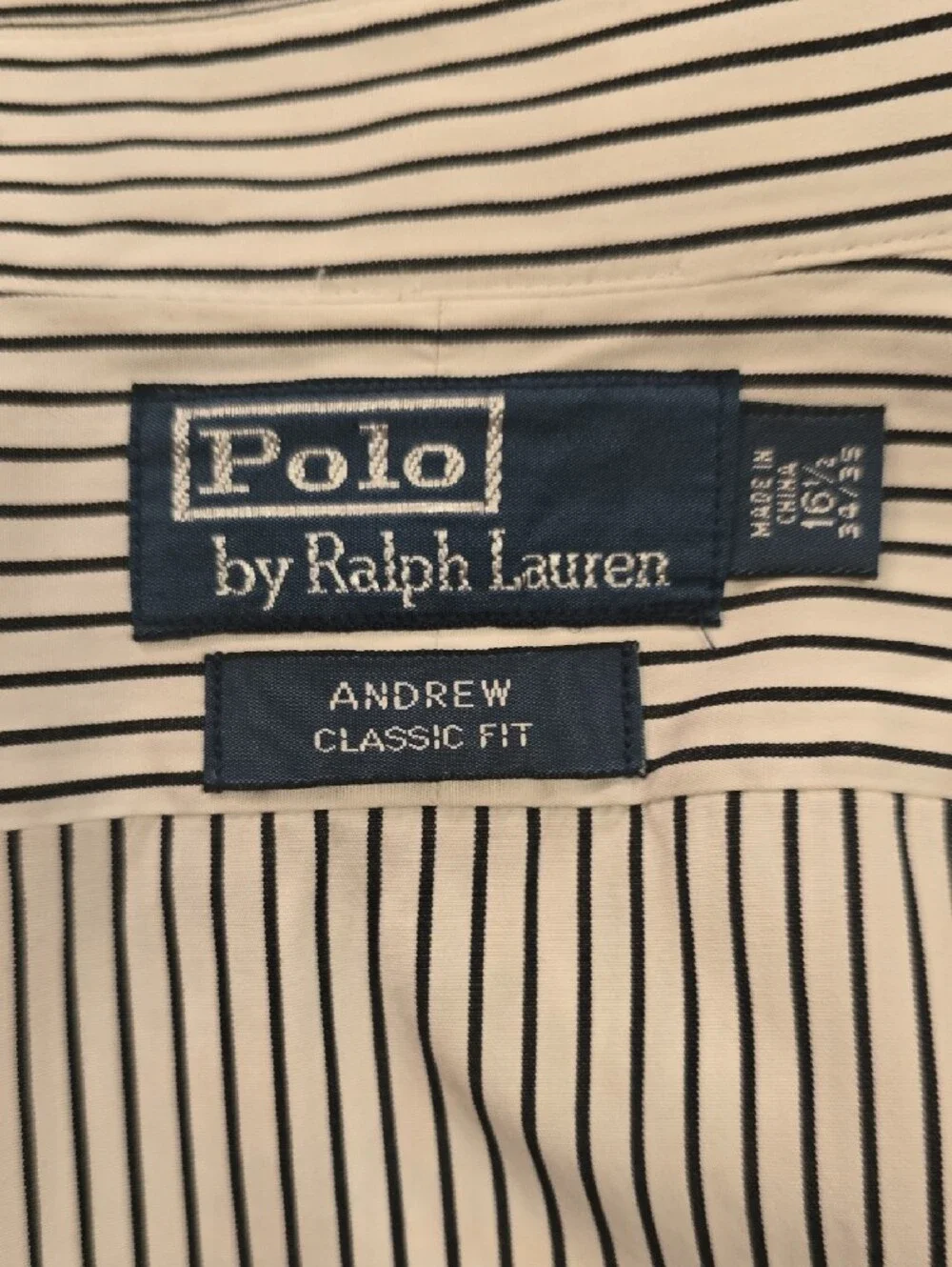 Polo by Ralph Lauren White Dress Shirt with Black Pinstripes
