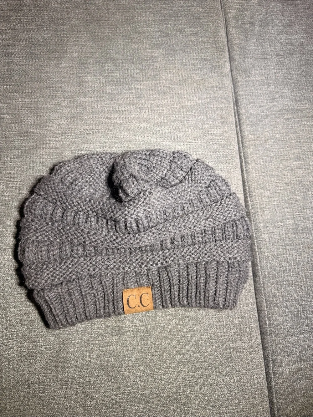 C.C Cable Knit Beanie in Gray