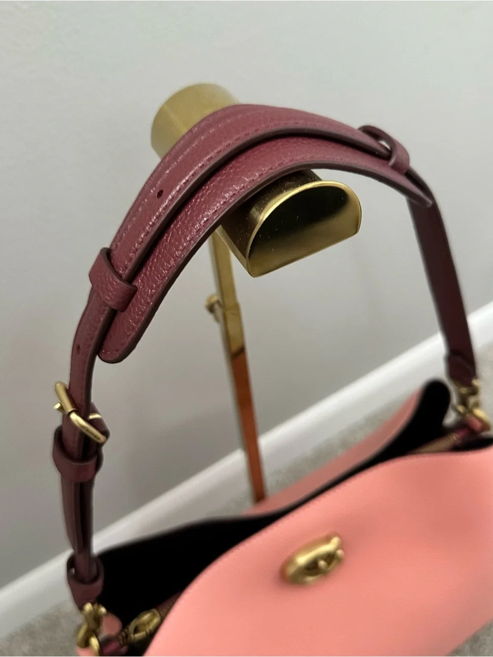 Coach Women's Willow Brass/Candy Pink Multi Colorblock Shoulder Bag (C2590)- New