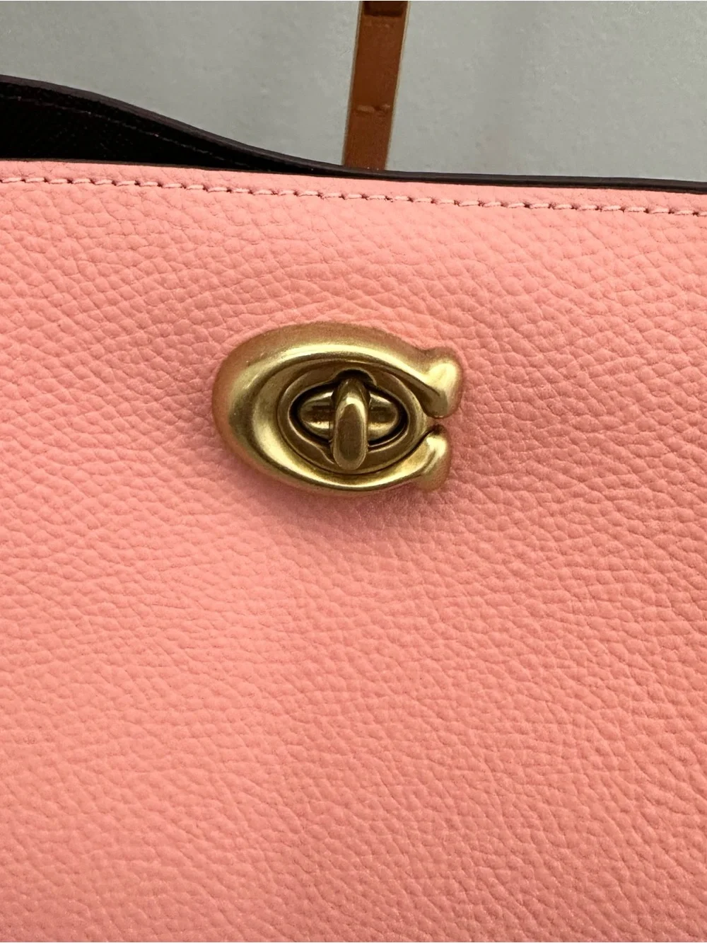 Coach Women's Willow Brass/Candy Pink Multi Colorblock Shoulder Bag (C2590)- New