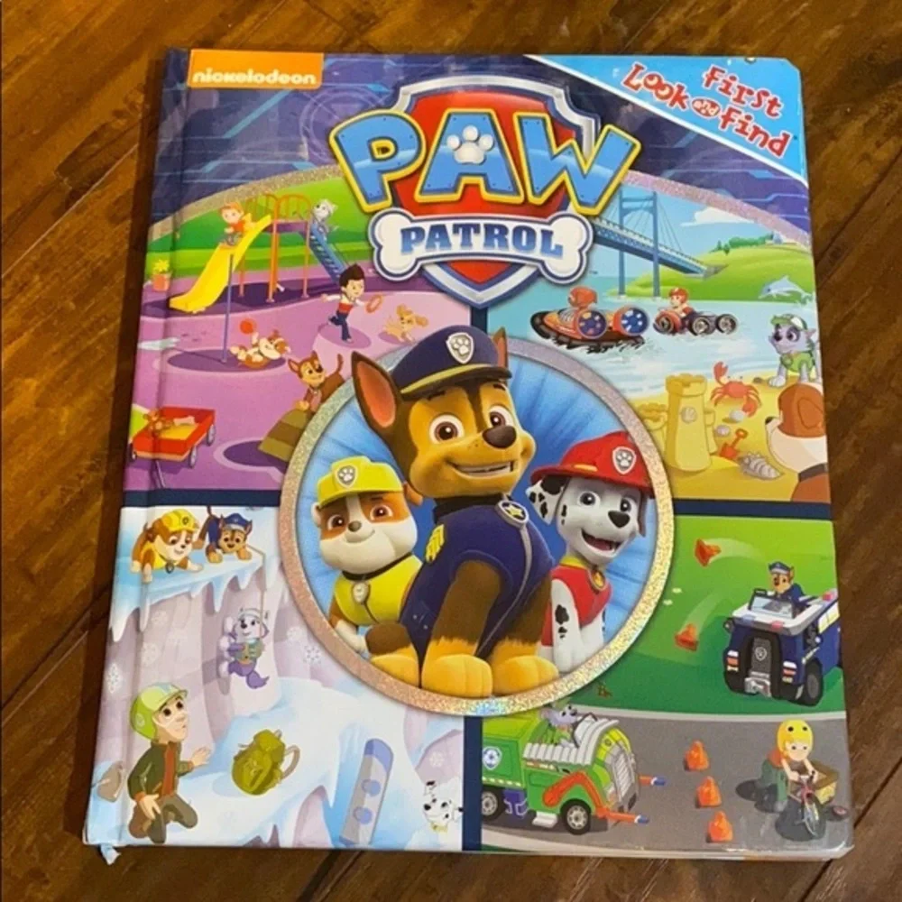 Paw Patrol Book Lot  Look & Find Reader book Skye Puppet  Tin  Chase Figure