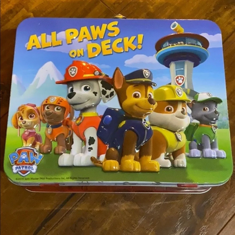 Paw Patrol Book Lot  Look & Find Reader book Skye Puppet  Tin  Chase Figure