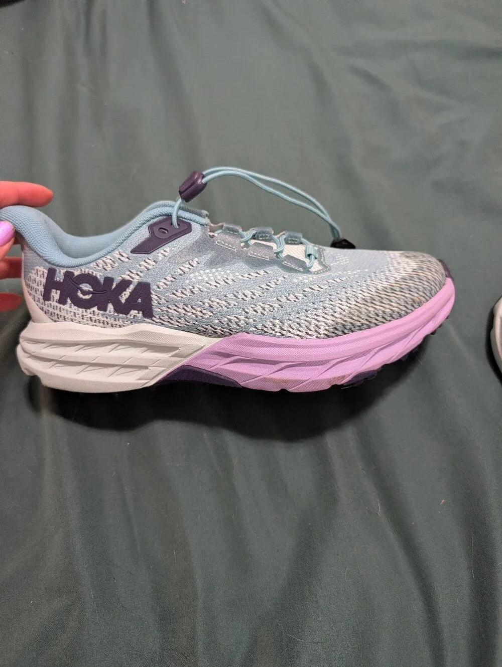 HOKA Girl's Running Shoe in Light Blue & Lavender