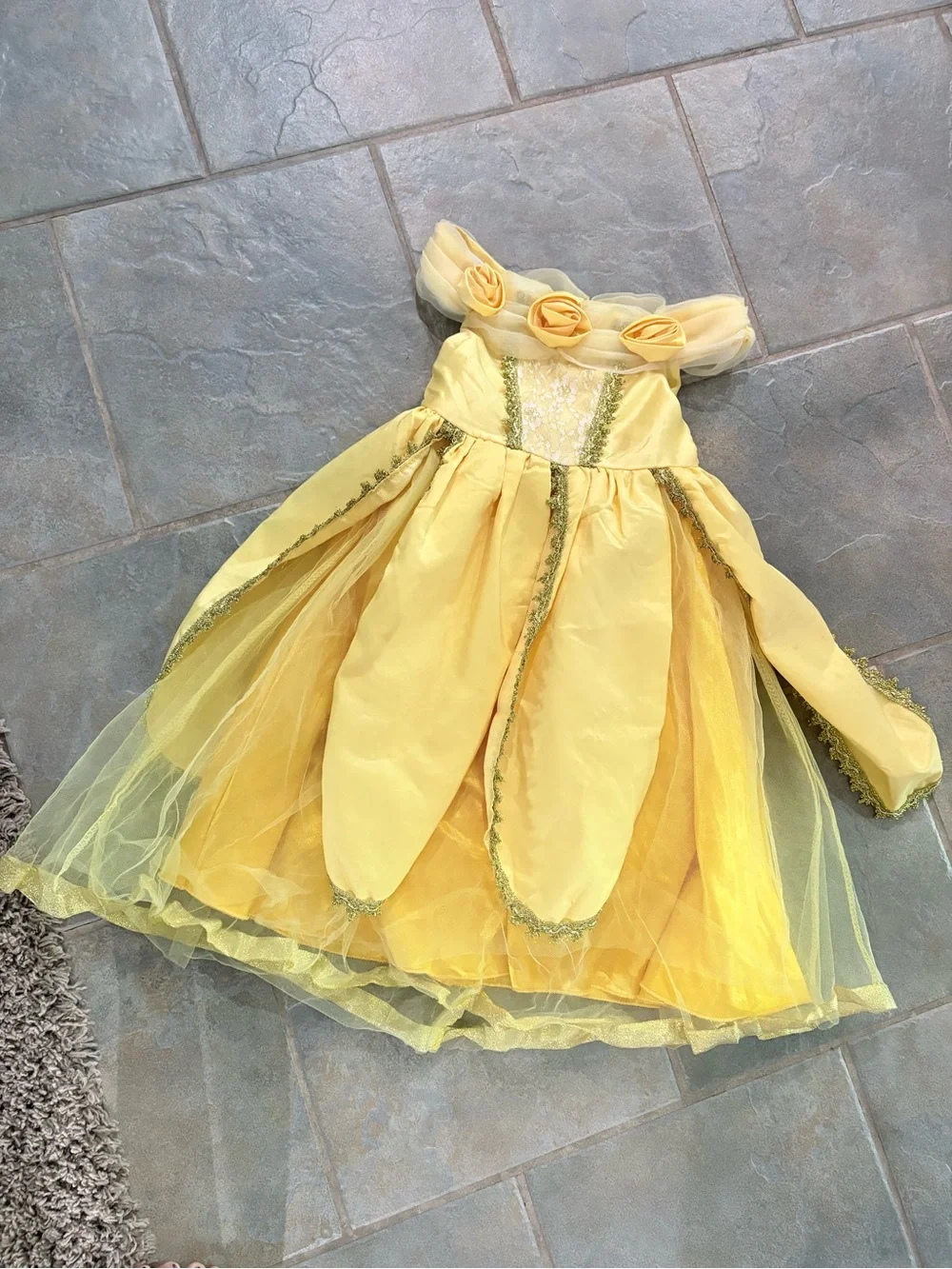 Yellow Floral Belle Princess Costume Dress for Kids