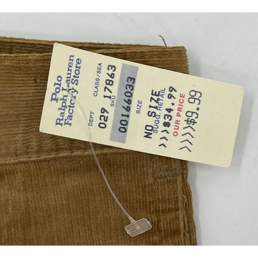 Polo Ralph Lauren Vintage 80s Pants Youth Boys 7P Corduroy 22 X 27 New NWT