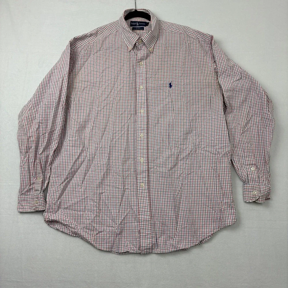 Polo Ralph Lauren Blake Shirt Mens XL Red Blue Plaid Cotton Long Sleeve Buttons