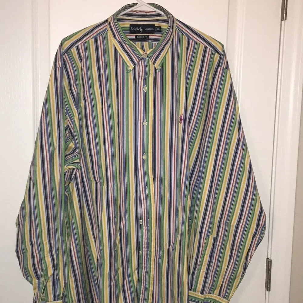 Rainbow Stripe pony Classy Ralph Lauren polo shirt