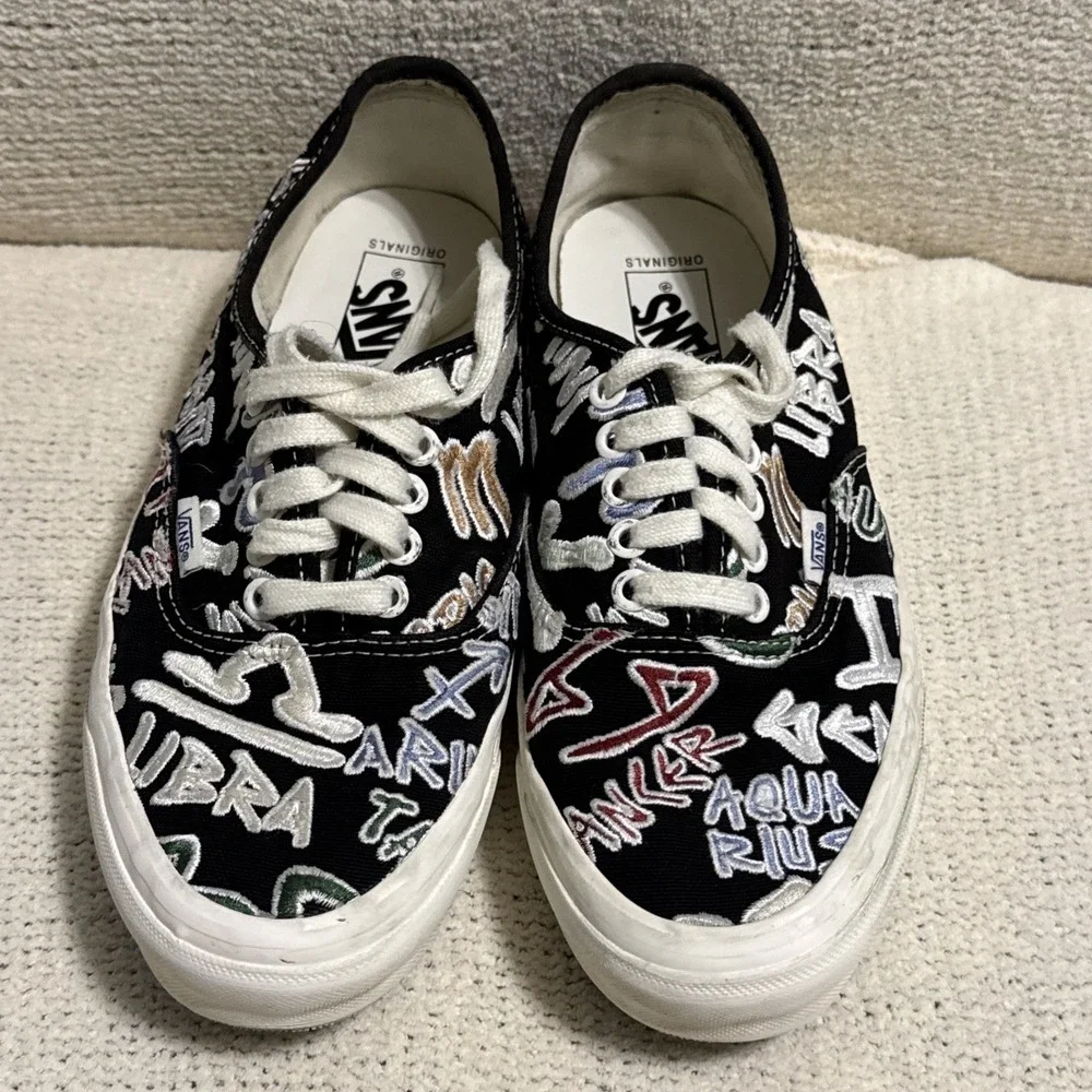 Vans OG Authentic LX Zodiac Pack VN0A4BV94IK Black Embroidered Shoes Mens 8