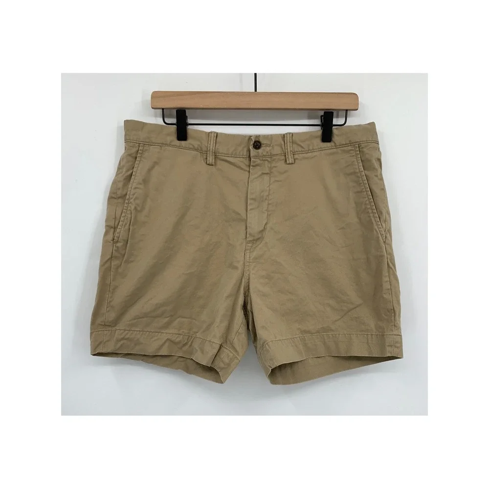 Polo Ralph Lauren Shorts Mens 33 Tan Chino Stretch Classic Fit Flat Front Khaki