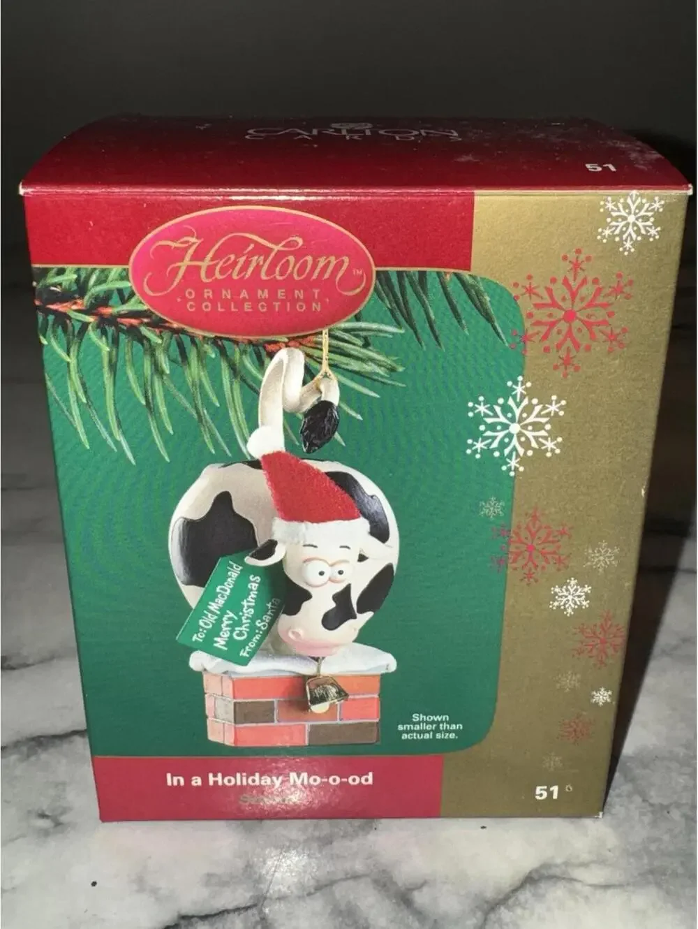NEW Carlton Cards IN A HOLIDAY MOOD‎ Santa Cow Ornament W/batts Moo Sounds NIB