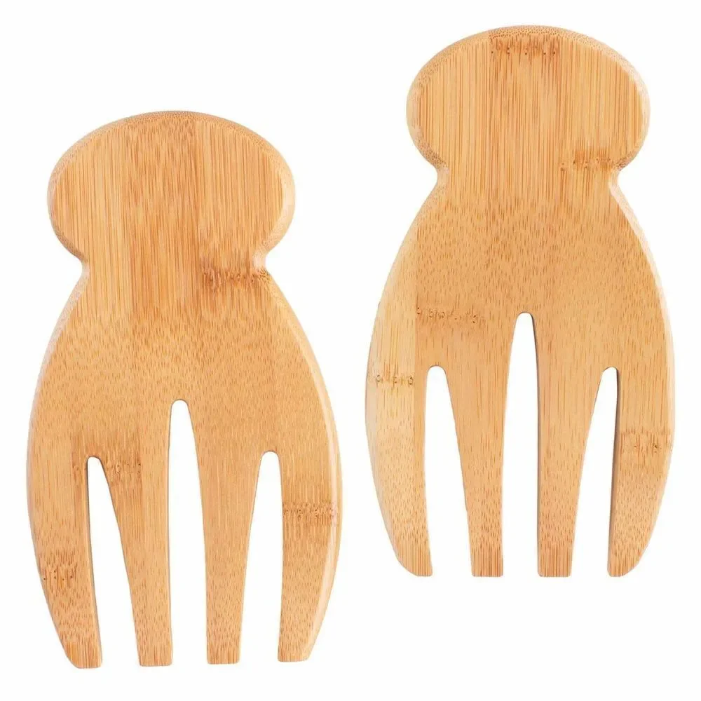 Totally Bamboo Serving Set of Bamboo Salad Hands Home Kitchen Tools. NEW.