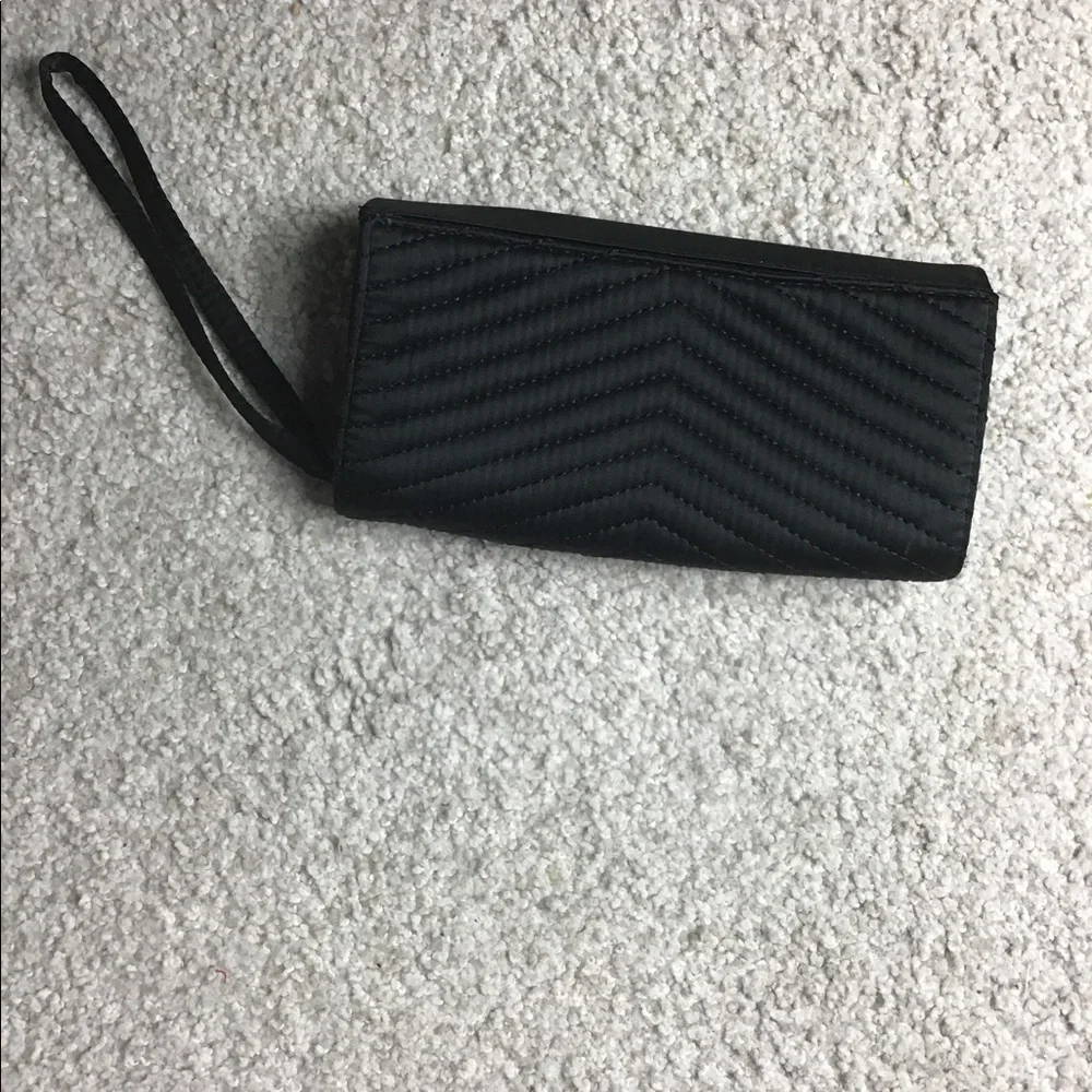 Neiman Marcus black satin wristlet