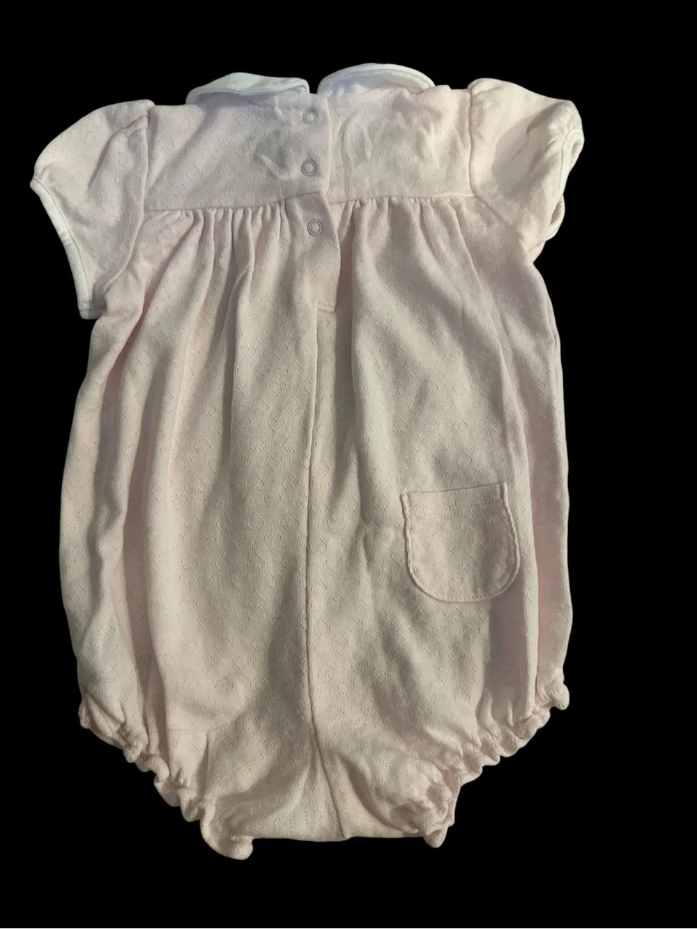 Janie and Jack 6-12 Months Baby Girl Pink Smocked Bubble Romper Peter Pan Collar