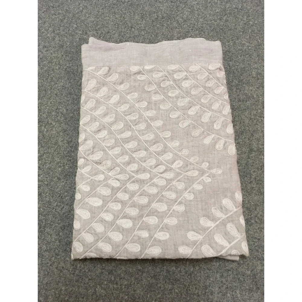 Restoration Hardware Palmette Euro Sham Unisex 25x25 Gray Embroidered 100% Linen