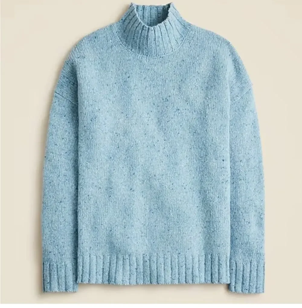 J. Crew Donegal Wool/Alpaca Blend Long Sleeve Relaxed Turtleneck Sweater Blue M