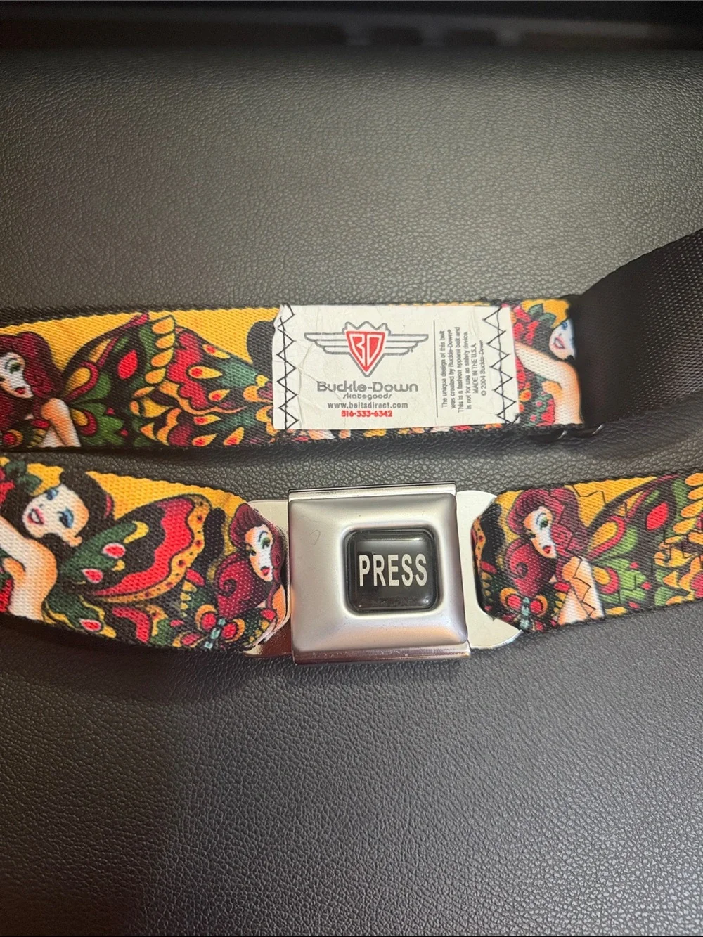 Buckle-Down Yellow Fairy Floral Seatbelt Belt
