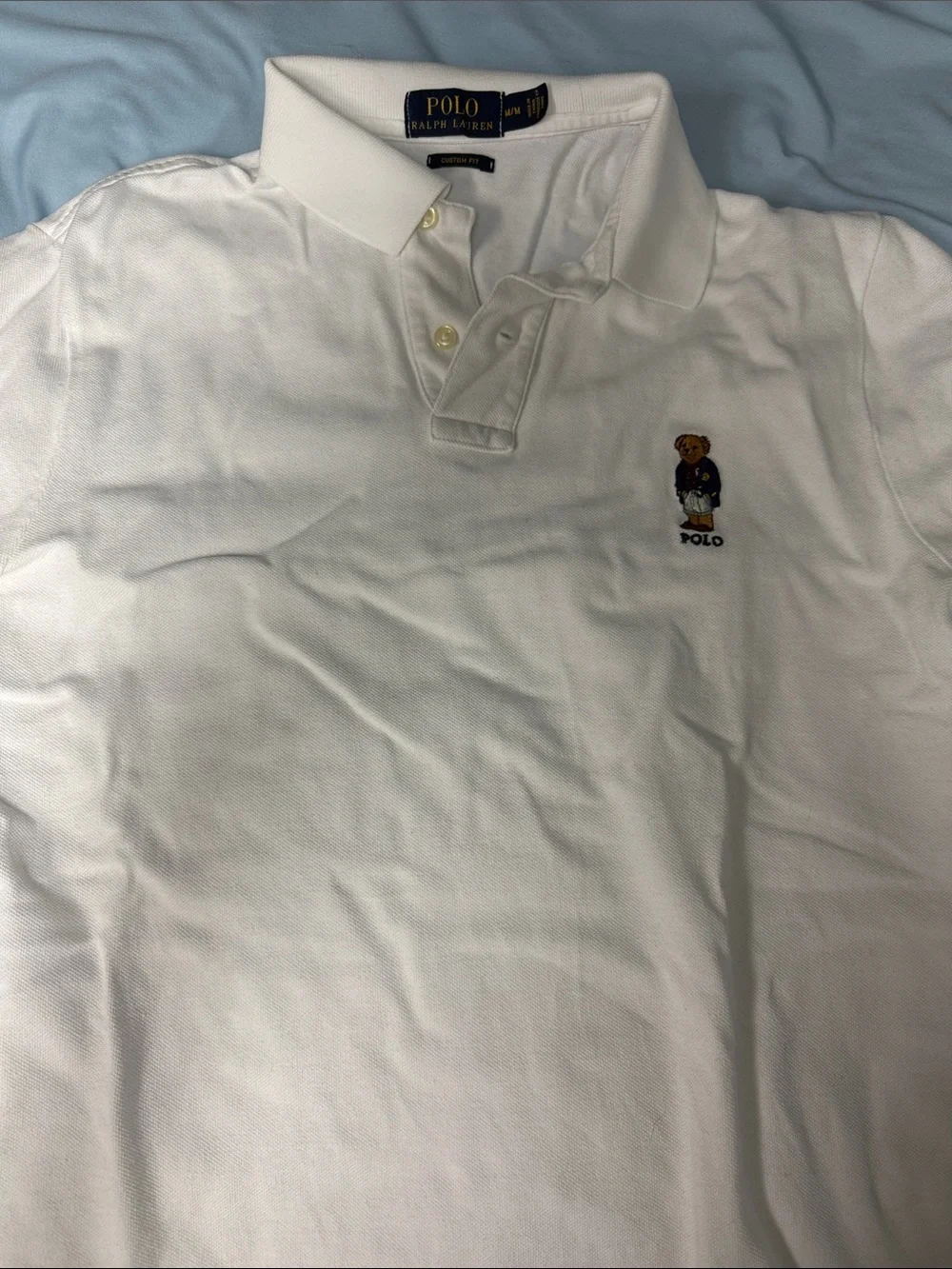 Polo by Ralph Lauren White Short-Sleeve Polo with Bear Embroidery