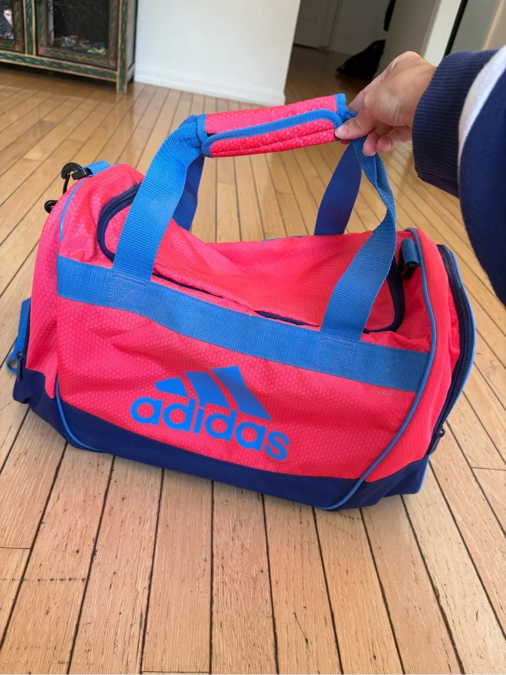 Adidas Defender Small Pink & Blue Duffel Sports Bag