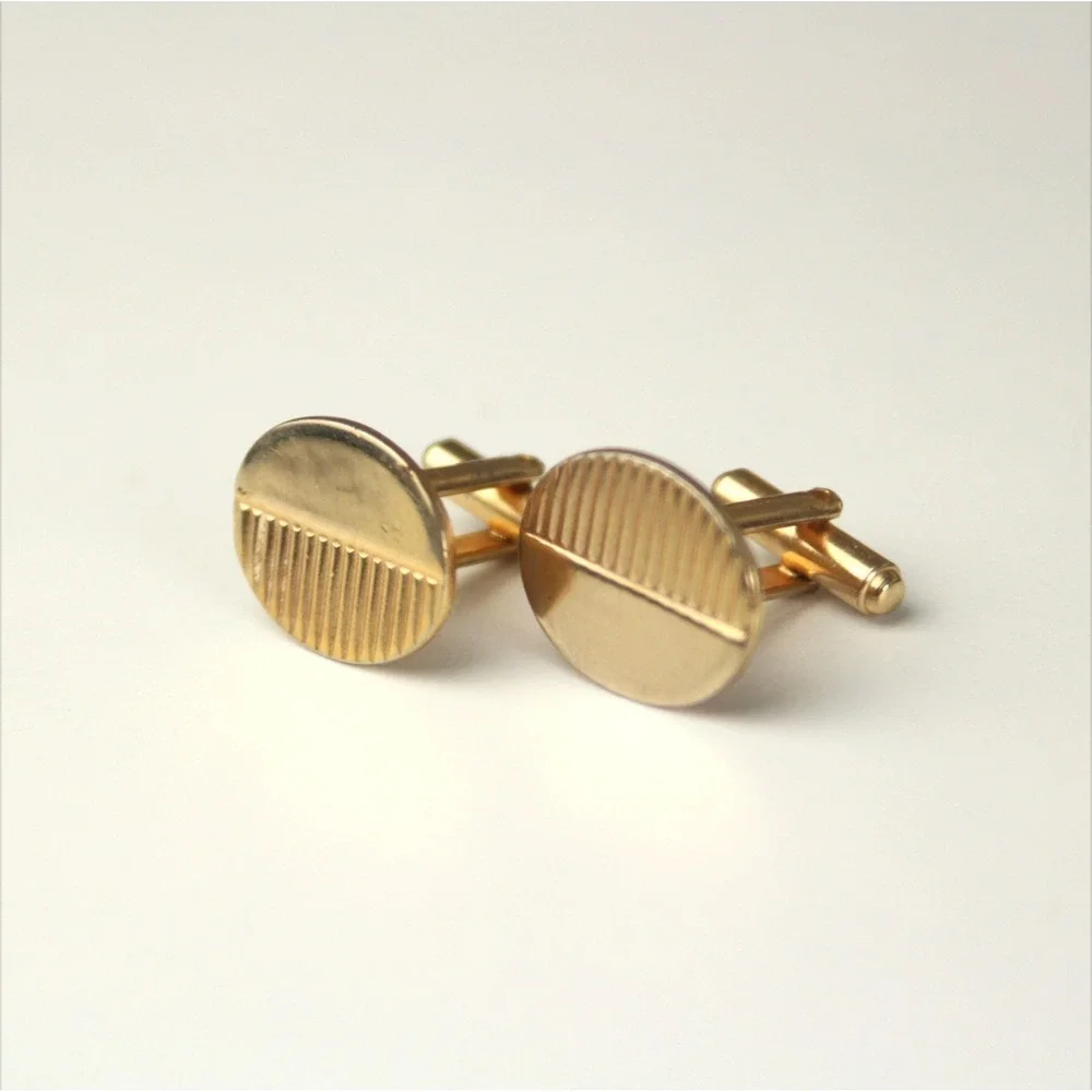 Vintage Men's‎ Gold Tone Rectangle Cufflinks Formal Shirt Accessories