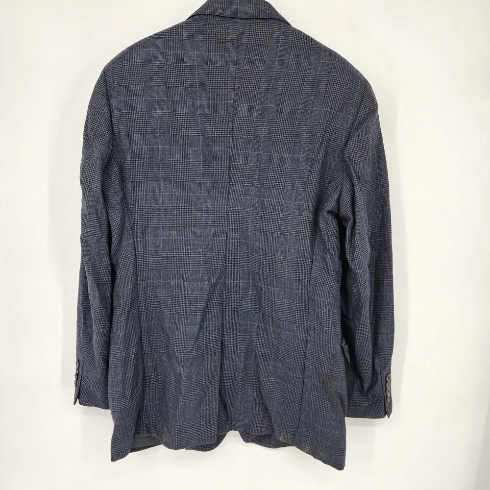 Ralph Lauren Polo University‎ Club Blazer Mens 44R Gray Plaid 100% Wool VINTAGE